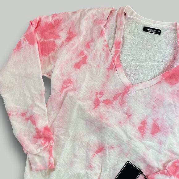 MICHAEL LAUREN NWT SWANSON BOHO HIPPIE TIE DYE CUTOUT SWEATSHIRT PINK XS - Picture 5 of 10